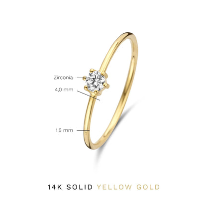 Le Marais Abelle 14 karat gold ring with zirconia stone