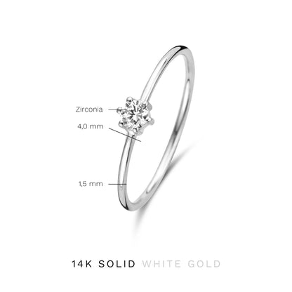 Saint Germain Abelle 14 karat white gold ring with zirconia stone