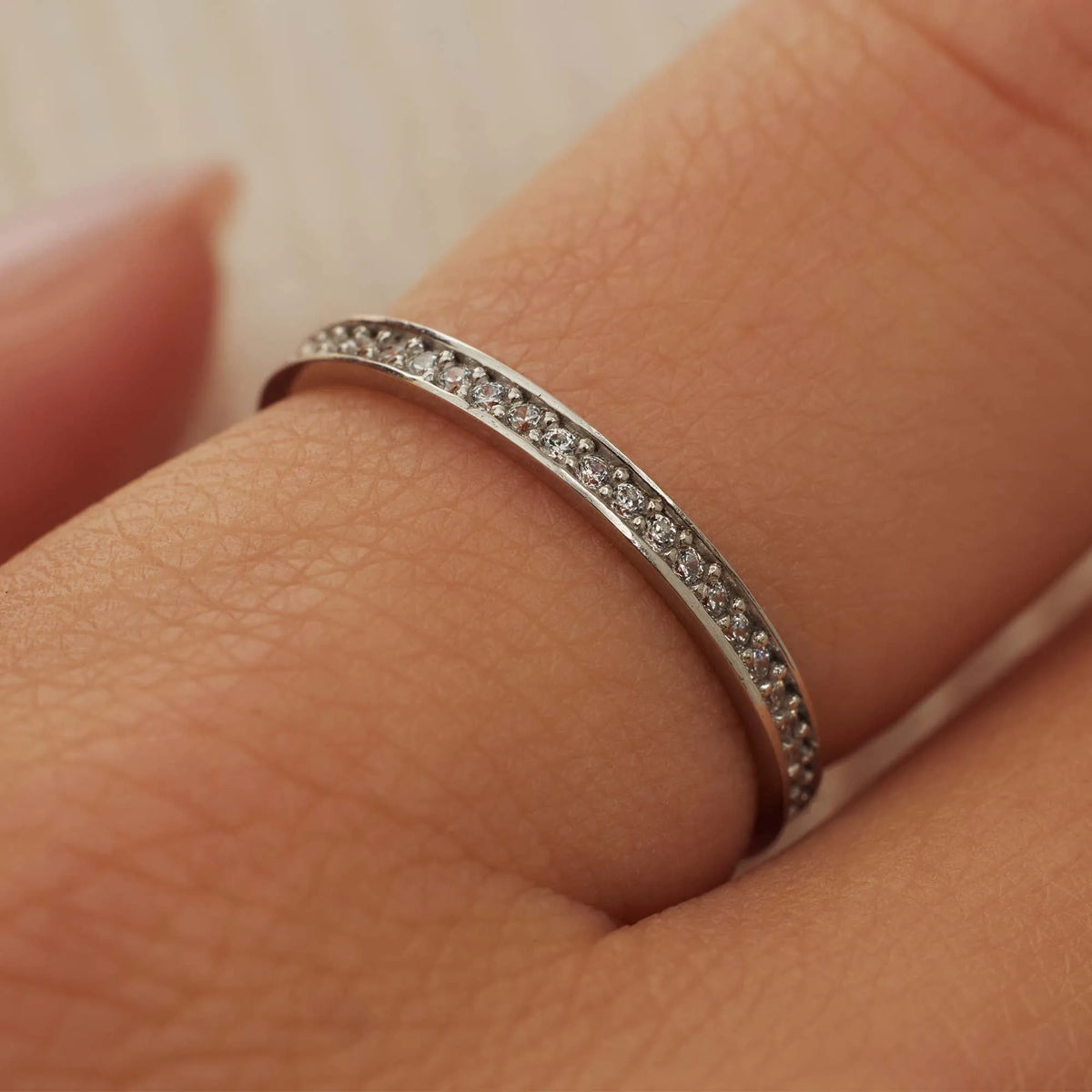 Saint Germain Merle 14 karat white gold ring with zirconia stones