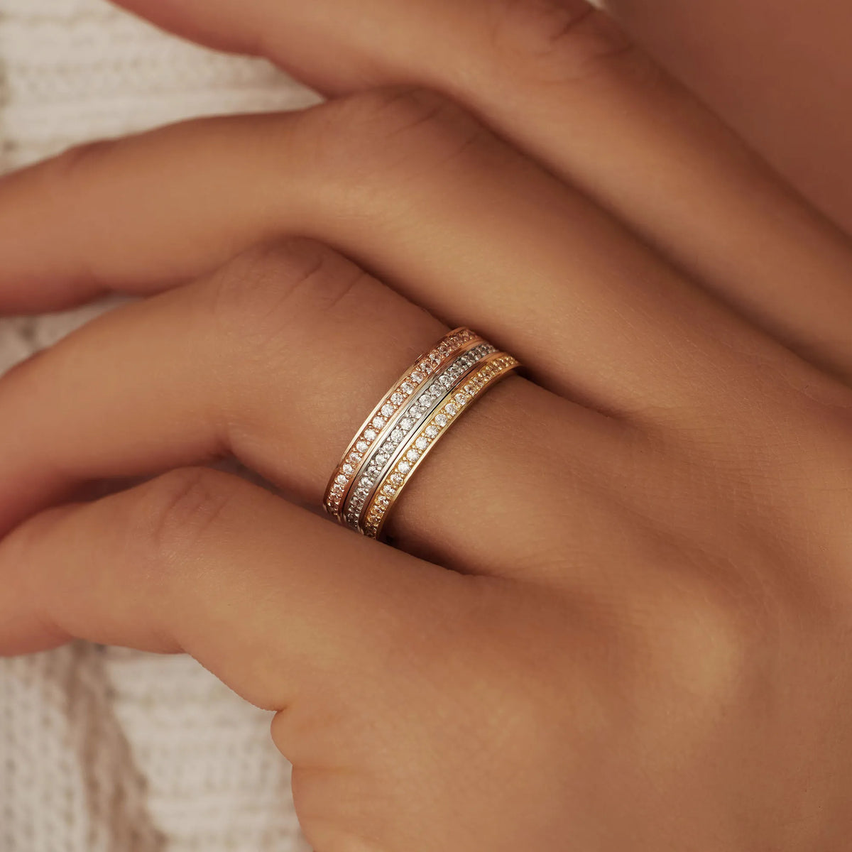 Saint Germain Merle 14 karat white gold ring with zirconia stones