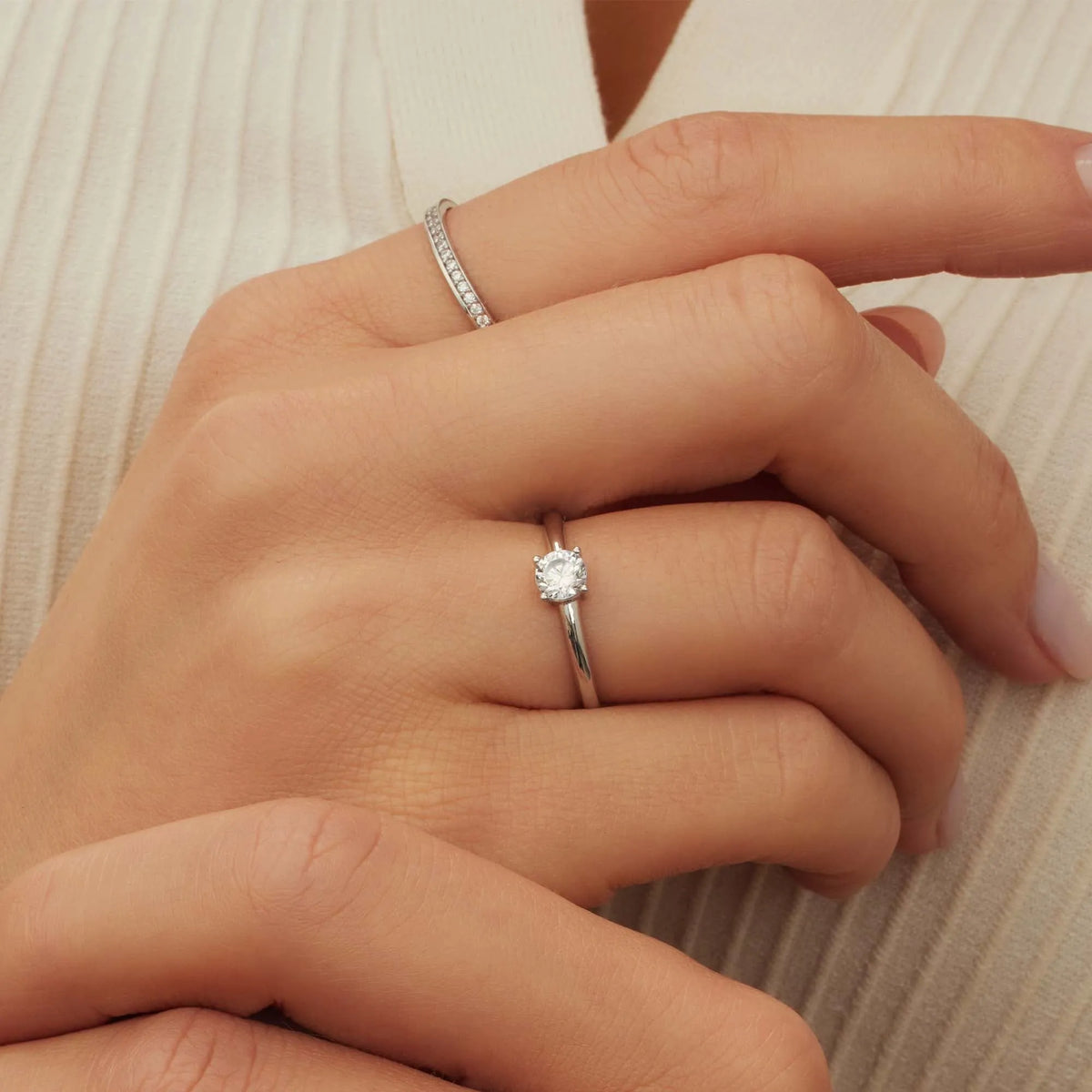 Saint Germain Merle 14 karat white gold ring with zirconia stones