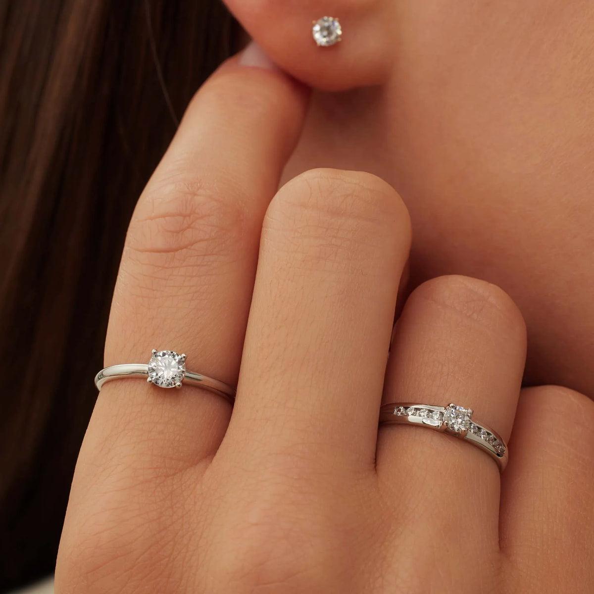Saint Germain Soleil 14 karat white gold ring with zirconia stone