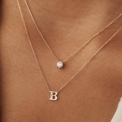 La Concorde Chloé 14 karat rose gold initial collier with letter