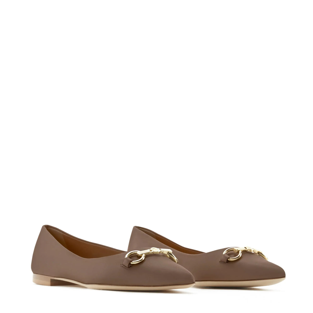 Vendôme Elita taupe calfskin leather ballerinas