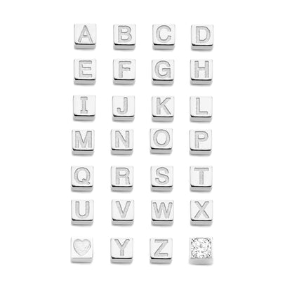 Saint Germain Felie 14 karat white gold cube initial charm with letter