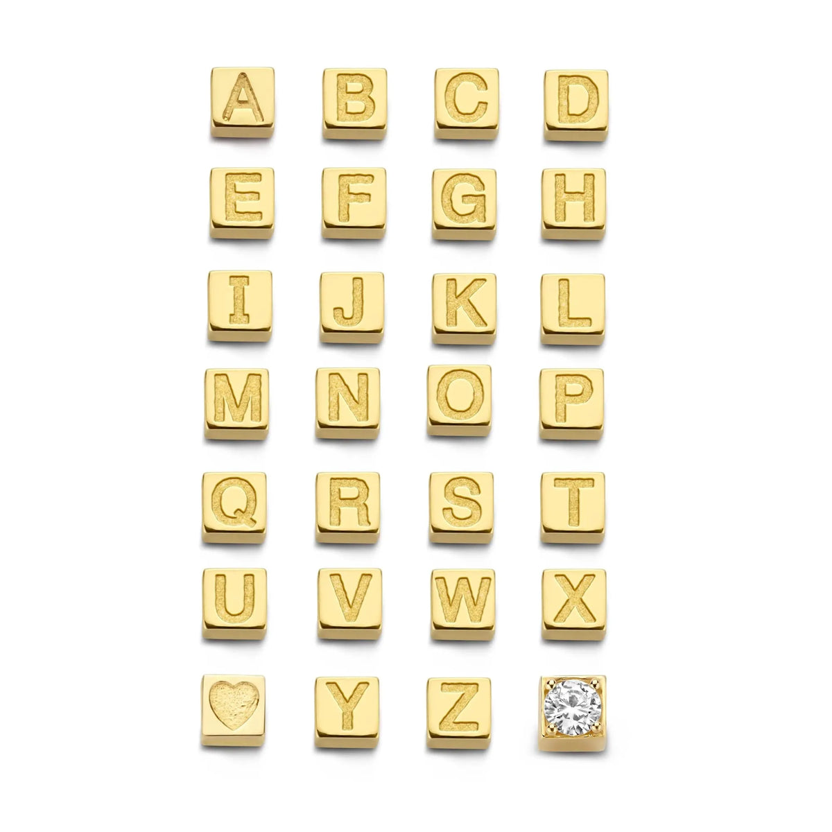 Le Marais Felie 14 karat gold cube initial charm with letter